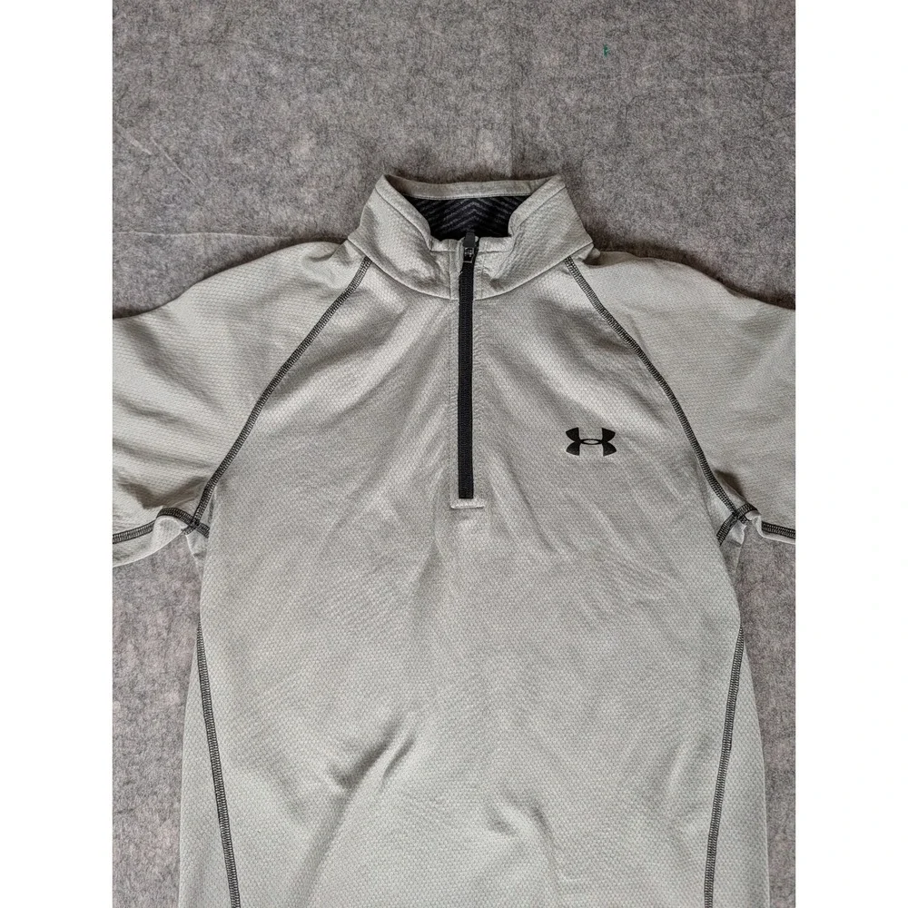 Under Armour ColdGear Mens Gray Textured 1/4 Zip Fitted Training Pullover SM - Picture 4 of 9